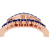 Rose gold Round Blue Sapphire Chevron Contour Band with Prong Setting_10