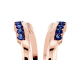 Rose gold Round Blue Sapphire Chevron Contour Band with Prong Setting_11