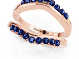Rose gold Round Blue Sapphire Chevron Contour Band with Prong Setting_7