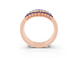 Rose gold Round Blue Sapphire Chevron Contour Band with Prong Setting_9