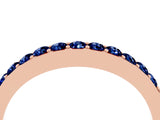 Rose gold Round Blue Sapphire Curved Wedding Band with Channel Setting_10