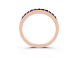 Rose gold Round Blue Sapphire Curved Wedding Band with Channel Setting_9