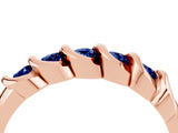 Rose gold Round Blue Sapphire Eternity Band with Twist Prong Setting_10
