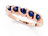 Rose gold Round Blue Sapphire Eternity Band with Twist Prong Setting_7