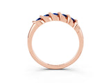 Rose gold Round Blue Sapphire Eternity Band with Twist Prong Setting_9