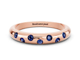 Rose gold Round Blue Sapphire Flush-Set Comfort Fit Band_6