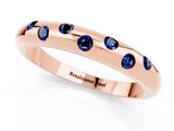 Rose gold Round Blue Sapphire Flush-Set Comfort Fit Band_7