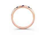 Rose gold Round Blue Sapphire Flush-Set Comfort Fit Band_9