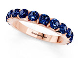 Rose gold Round Blue Sapphire Half Eternity Band with Classic Prong Setting_7