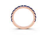 Rose gold Round Blue Sapphire Half Eternity Band with Classic Prong Setting_9