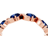 Rose gold Round Blue Sapphire Half Eternity Band with Wave Prong Setting_10