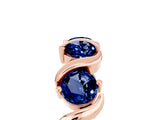 Rose gold Round Blue Sapphire Half Eternity Band with Wave Prong Setting_11