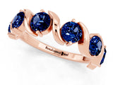 Rose gold Round Blue Sapphire Half Eternity Band with Wave Prong Setting_7