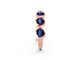 Rose gold Round Blue Sapphire Half Eternity Band with Wave Prong Setting_8