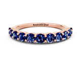 Rose gold Round Blue Sapphire Half-Eternity Prong-Set Band_6
