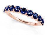 Rose gold Round Blue Sapphire Half-Eternity Prong-Set Band_7
