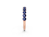 Rose gold Round Blue Sapphire Half-Eternity Prong-Set Band_8
