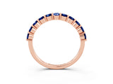 Rose gold Round Blue Sapphire Half-Eternity Prong-Set Band_9