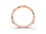 Rose gold Round Blue Sapphire Leaf Eternity Band with Bezel Setting_39