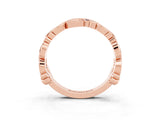 Rose gold Round Blue Sapphire Leaf Eternity Band with Bezel Setting_81