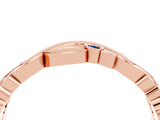Rose gold Round Blue Sapphire Leaf Eternity Band with Bezel Setting_82