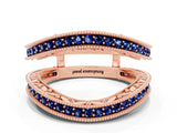 Rose gold Round Blue Sapphire Milgrain Eternity Band with Channel Setting_18