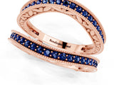 Rose gold Round Blue Sapphire Milgrain Eternity Band with Channel Setting_19