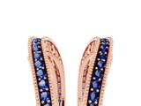 Rose gold Round Blue Sapphire Milgrain Eternity Band with Channel Setting_23