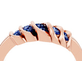 Rose gold Round Blue Sapphire Multi-Row Crossover Band_10
