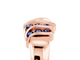 Rose gold Round Blue Sapphire Multi-Row Crossover Band_11