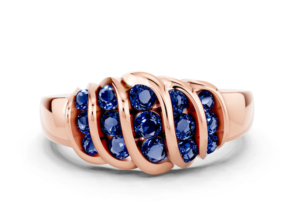 Rose gold Round Blue Sapphire Multi-Row Crossover Band