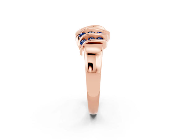 Rose gold Round Blue Sapphire Multi-Row Crossover Band