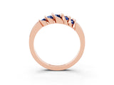 Rose gold Round Blue Sapphire Multi-Row Crossover Band_9