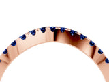 Rose gold Round Blue Sapphire Pavé Curved Band with Shared Prong Setting_10