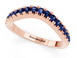 Rose gold Round Blue Sapphire Pavé Curved Band with Shared Prong Setting_7