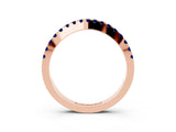 Rose gold Round Blue Sapphire Pavé Curved Band with Shared Prong Setting_9