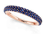 Rose gold Round Blue Sapphire Pavé Eternity Band with Shared Prong Setting_7