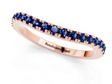 Rose gold Round Blue Sapphire Pavé Half Eternity Band with Shared Prong Setting_7