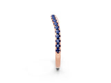 Rose gold Round Blue Sapphire Pavé Half Eternity Band with Shared Prong Setting_8
