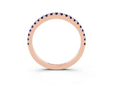 Rose gold Round Blue Sapphire Pavé Half Eternity Band with Shared Prong Setting_9