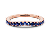 Rose gold Round Blue Sapphire Pavé Set Curved Wedding Band_6