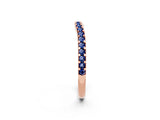 Rose gold Round Blue Sapphire Pavé Set Curved Wedding Band_8