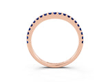 Rose gold Round Blue Sapphire Pavé Set Curved Wedding Band_9