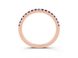 Rose gold Round Blue Sapphire Pavé Set Eternity Band with Micro Prong Setting_9