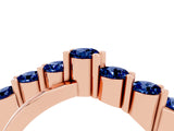 Rose gold Round Blue Sapphire Prong-Set Crossover Band_10
