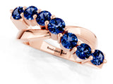 Rose gold Round Blue Sapphire Prong-Set Crossover Band_7
