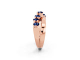 Rose gold Round Blue Sapphire Prong-Set Crossover Band_8