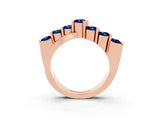 Rose gold Round Blue Sapphire Prong-Set Crossover Band_9