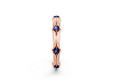 Rose gold Round Blue Sapphire Prong Set Milgrain Eternity Band_8