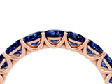 Rose gold Round Blue Sapphire Shared Prong Eternity Band_10